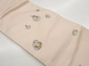 唐織抽象人物に動物模様織出し名古屋帯